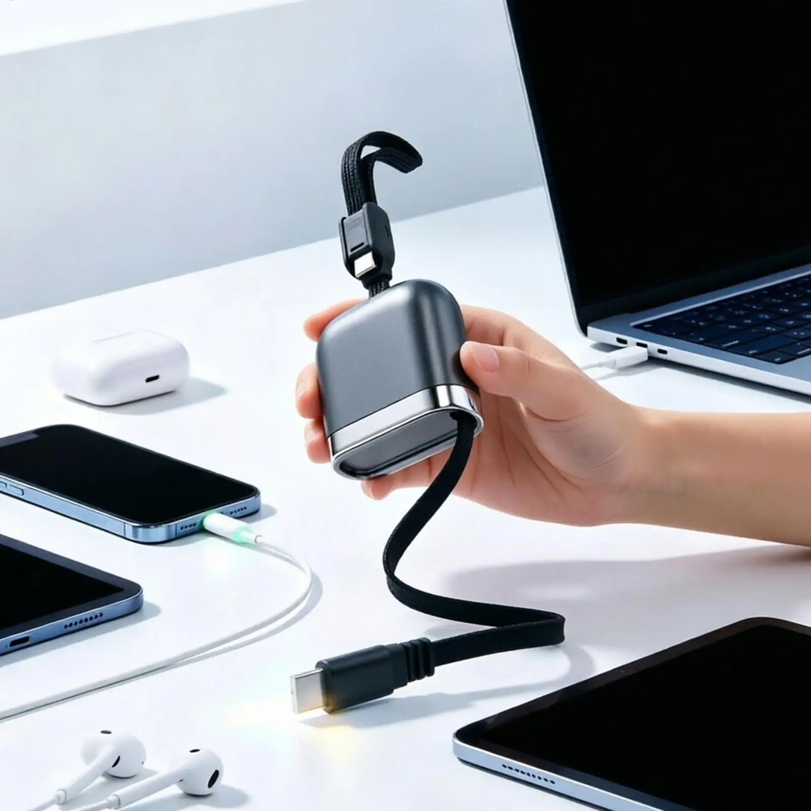 Retractable USB C Cable 240W Retractable Phone Tablet Type C Wire USB Cable for Home Bedroom Dormitory Outdoor Travel Camping