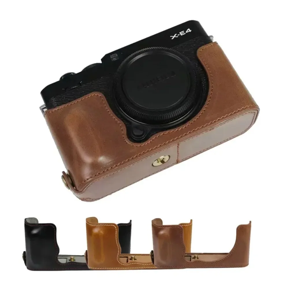 PU Leather Half Body Set Cover For Fujifilm FUJI X-E4 XE4 Protective Camera Bag Bottom Case