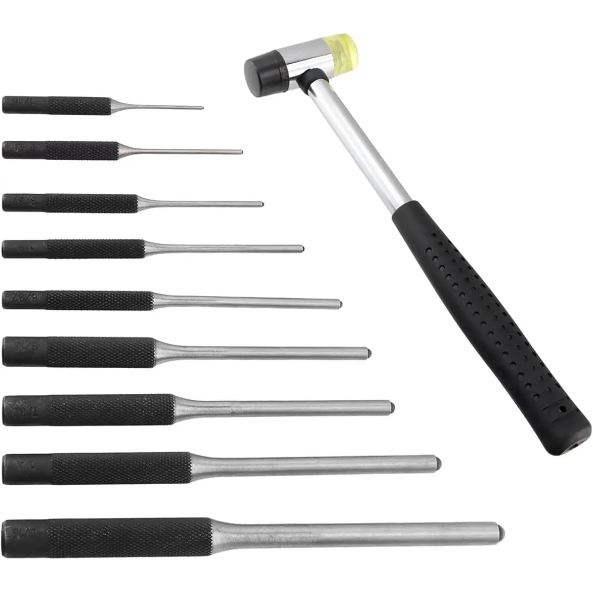 9 Pcs Punch Removing Repair Tools, Carbon Steel Pin Punch Set, Including Brass Pin Punches