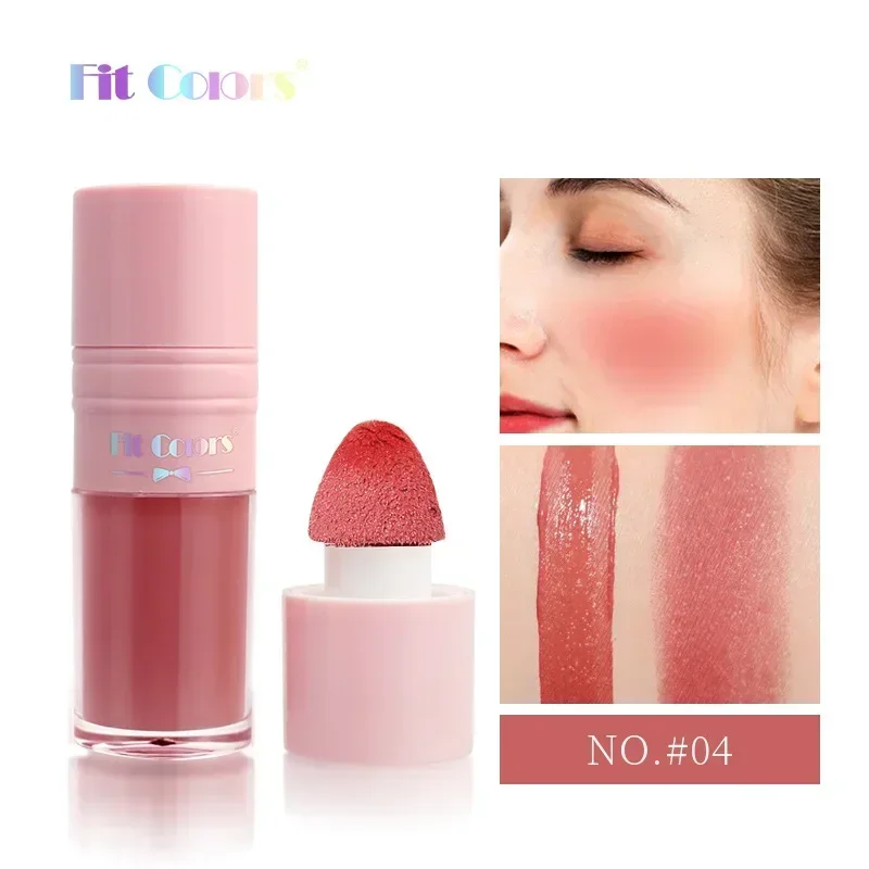 Heallor Liquid Blush Cheek Tint Sponge Tip Soft Smooth Face Contour Makeup Blusher Rouge Waterproof Long Lasting Creamy Cosmetic