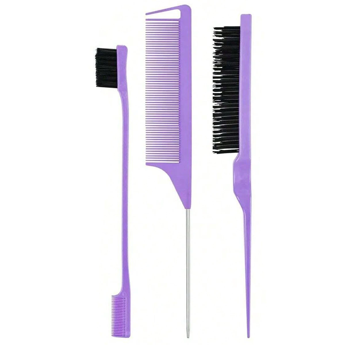 

3-Piece Hair Styling Comb Set with Triple Tear Hair Brush, Mouse Tail Comb Edge Brush, Salon Hair Styling Tool, Hair Tail Tool