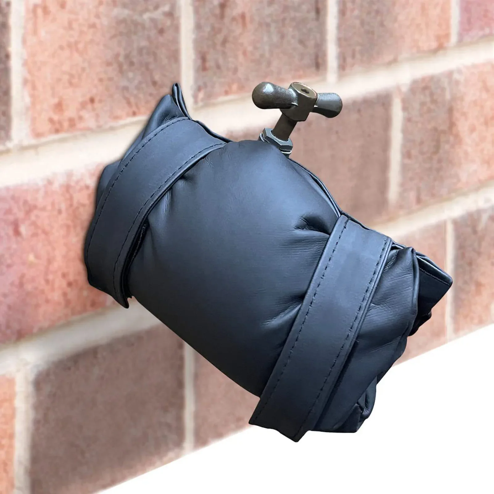 Outdoor Faucet Cover PU Leather Cotton Freeze Protector Insulation Reusable Outside Garden Tap Socks For Winter Cold Weather