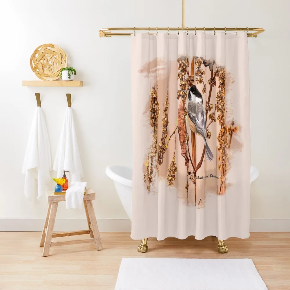 

Black-capped Chickadee (Painterly effect) Shower Curtain Anime Shower Luxury Bathroom Shower For Bathroom Window Curtain