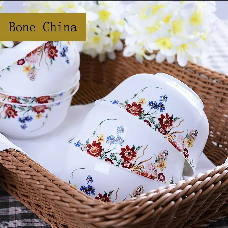 

6pcs, 4.5inch, Bone China Korean Tableware Lunch Bowl, Porcelain Kids Soup Bowls, Chinese Rice Bowls Sauce Bowl, Baby Snack Bowl