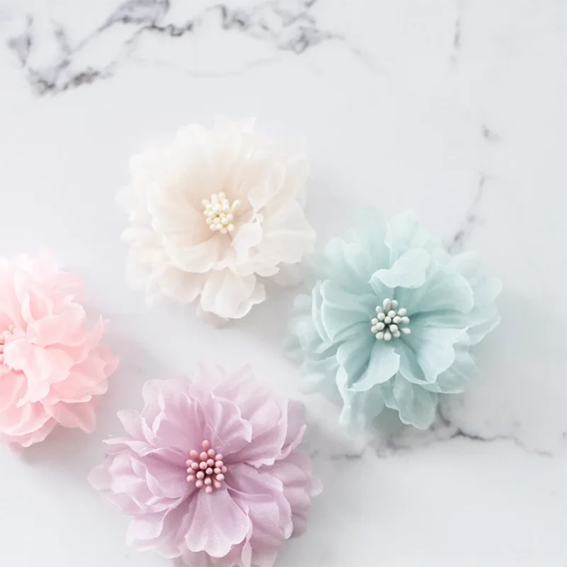 5.5cm Multi-color Organza Fabric Blossoms Flower Brooches Lapel Pins - Decorative Accessories for Women | Floral Boutonniere Pin