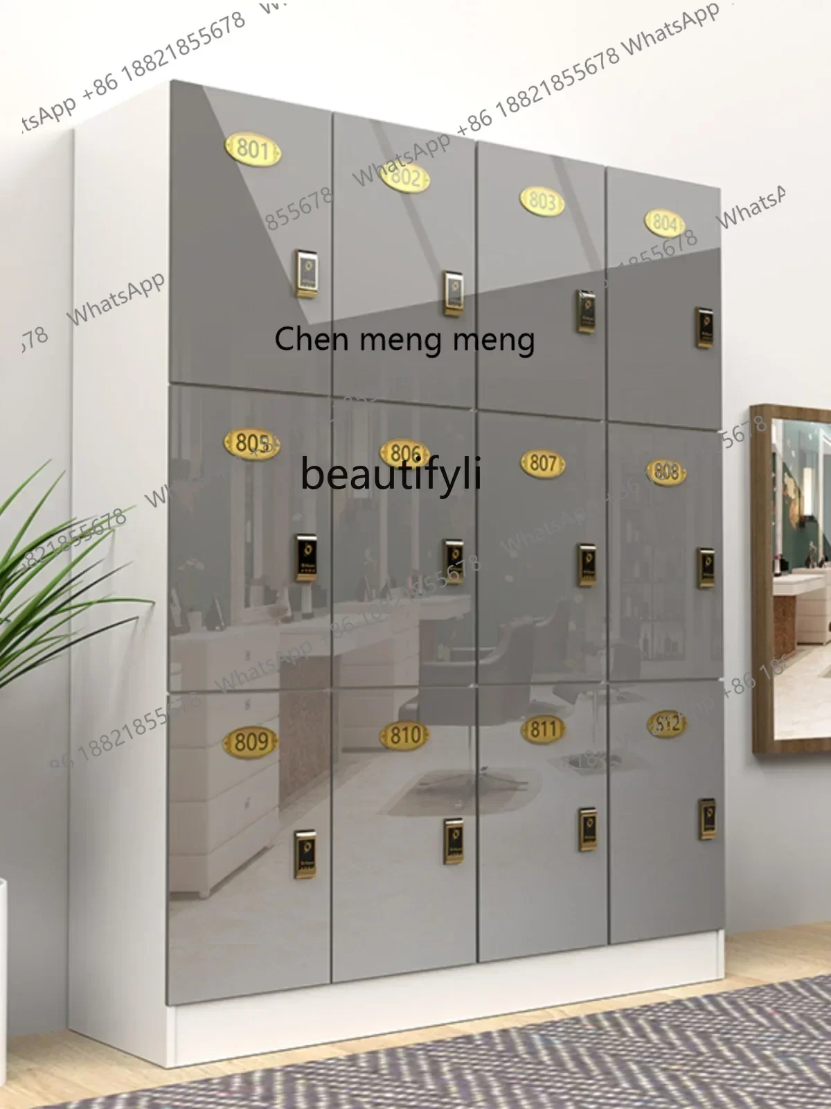 D178  Y Wooden Wardrobe Bathroom Gym Hairdressing Barber Shop Store Cabinet Yoga Locker with Lock