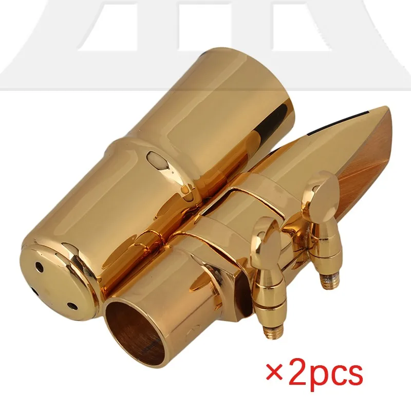 

Yibuy 2 Sets of 75x12mm #6 Golden Sax Mouthpiece with Cap Ligature for B-flat Soprano Saxophone