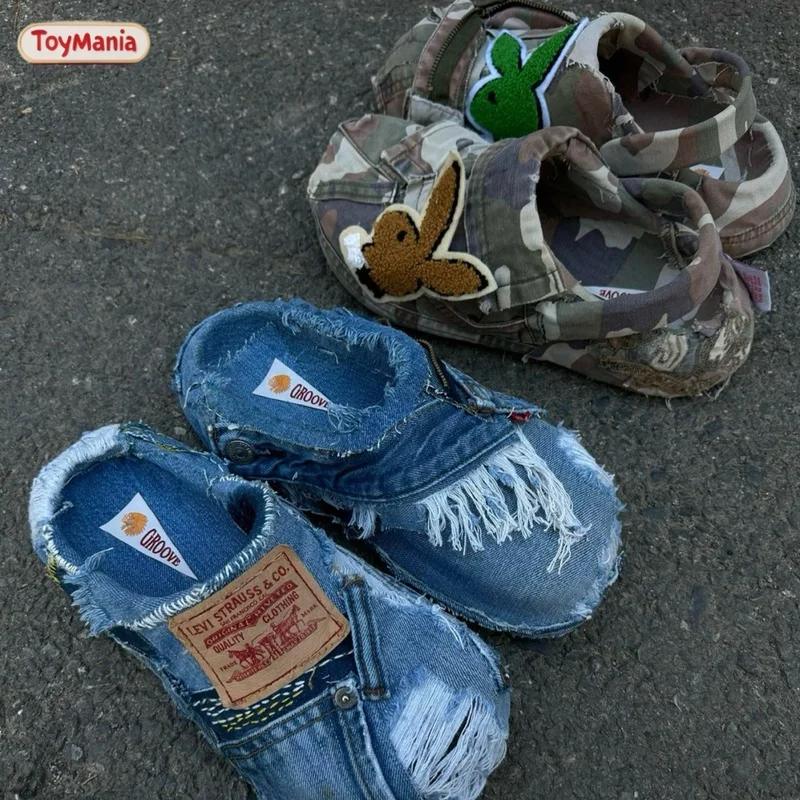 Remake Slippers (denim & Camouflage) Trendy Slippers Stars With The Same Slippers, Fashion Single，birthday Gift