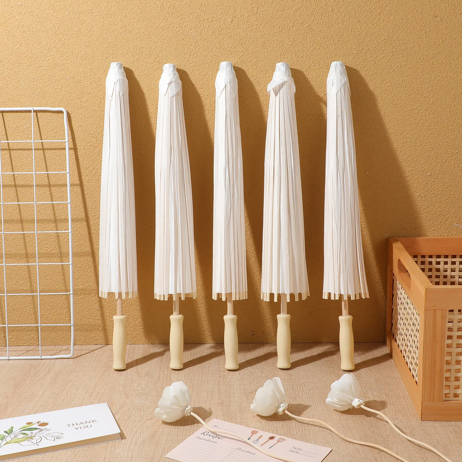 5pcs-236-inch-natural-material-white-oil-paper-umbrellas-handmade-chinese-style-parasols-for-childrens-art-projects-painting