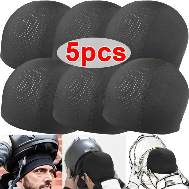 

1/5pcs Motorcycle Helmet Inner Cap Hat Quick Dry Breathable Hat Racing Cap Under Helmet Beanie Cap Motocross Motor Helmet Hat