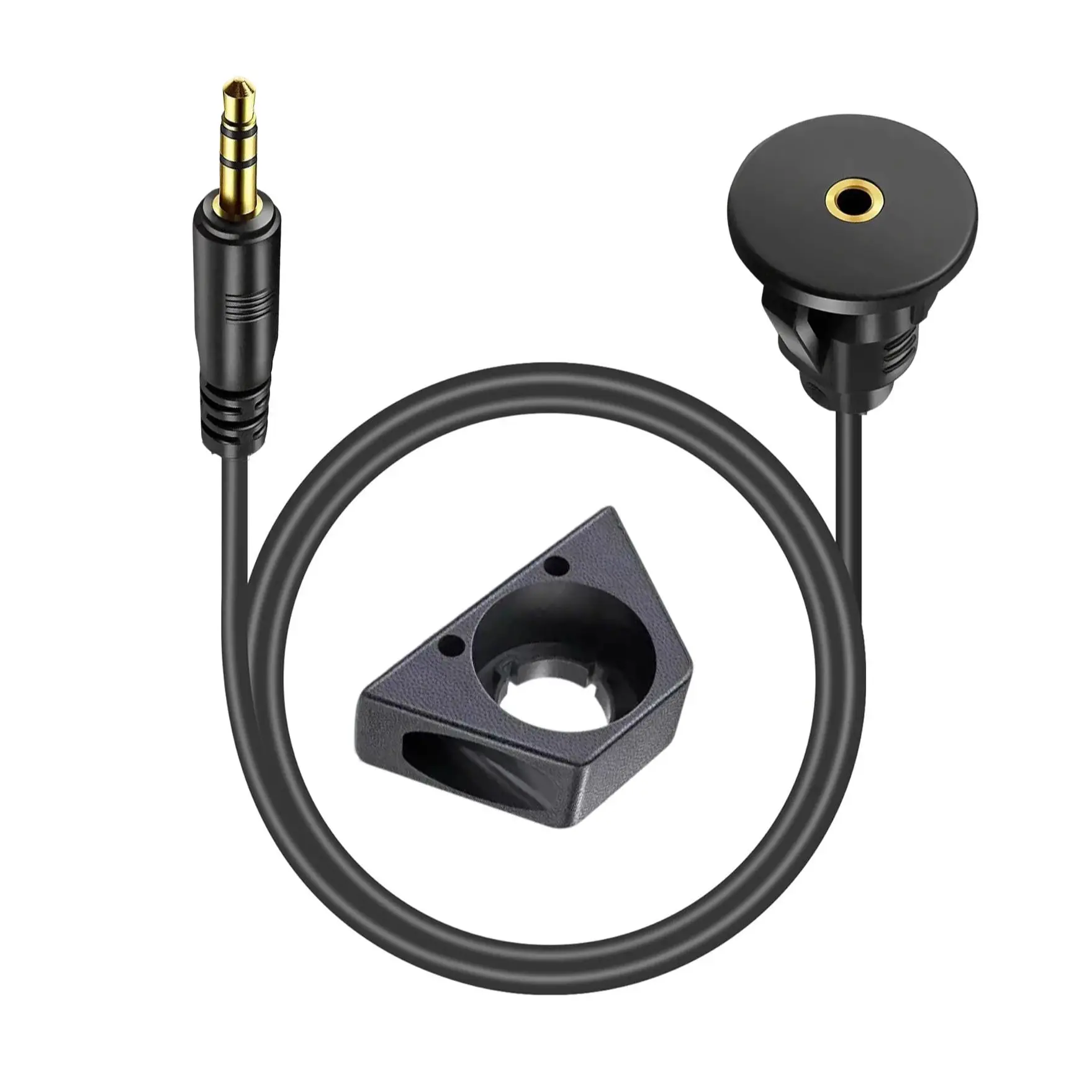 

3.5mm TRS Male to Female Stereo Jack AUX Audio Extension Cable Dashboard Panel Flush Mount Cable for Car Truck Boat Motorcycle