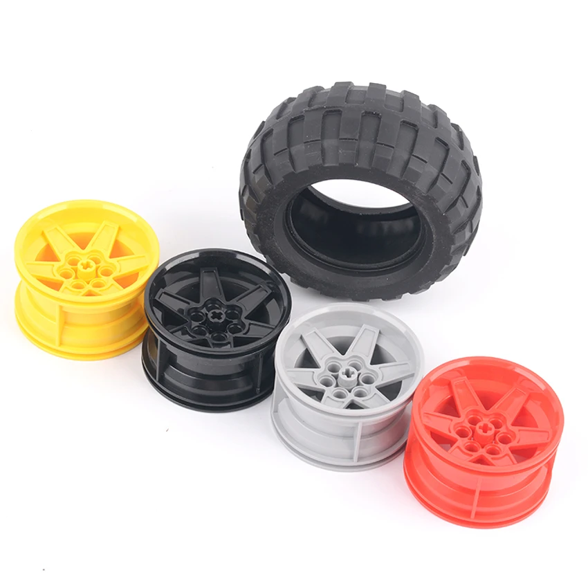 Rainbow Pig MOC Parts Wheel 15038 + 54120 Tire 94.8 x 44mm High-Tech Compatible Bricks DIY Building Blocks Particle Kid Toy Gift