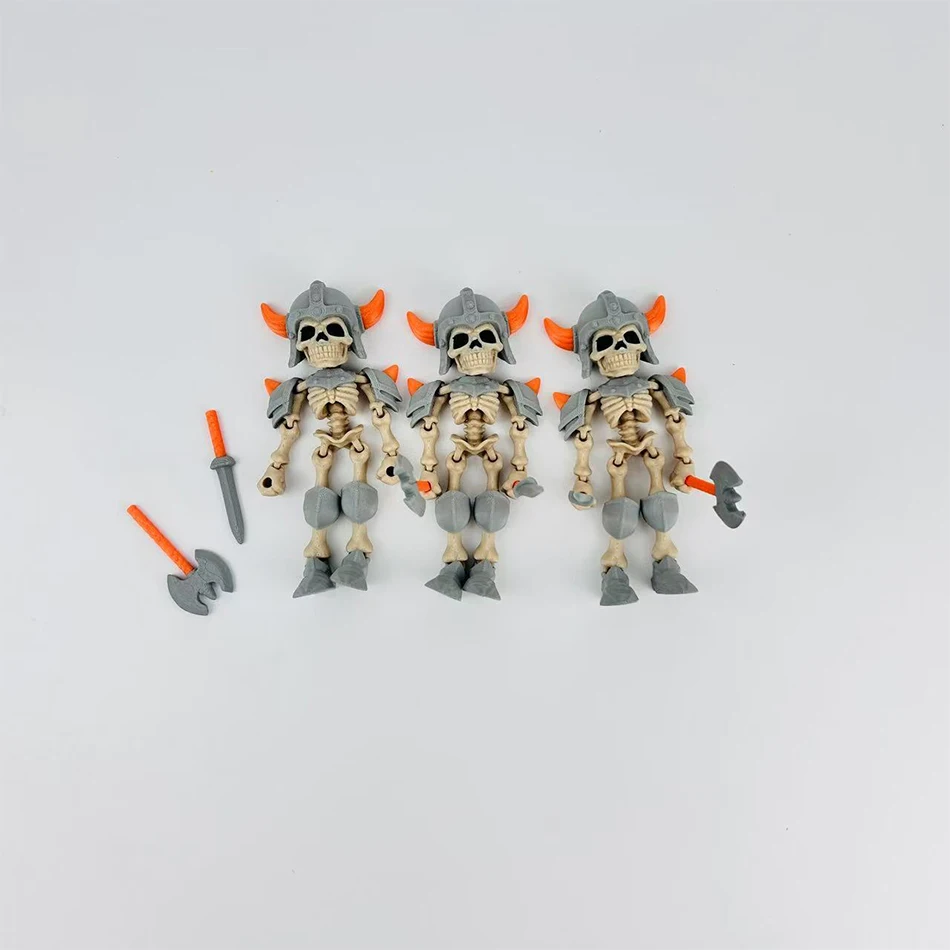3D Printed Skeleton Man With Weapon Action Figure Cartoon Simulation Figure Joint Movable Soldier Toy Model Home ornament Gift