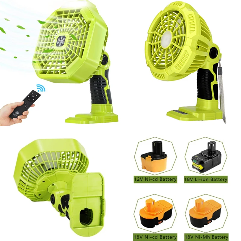 For Ryobi With 14.4-18V Lithium Battery Multifunctional Lighting Fan With Light FC104 FC107 Household Outdoor Third Gear Win