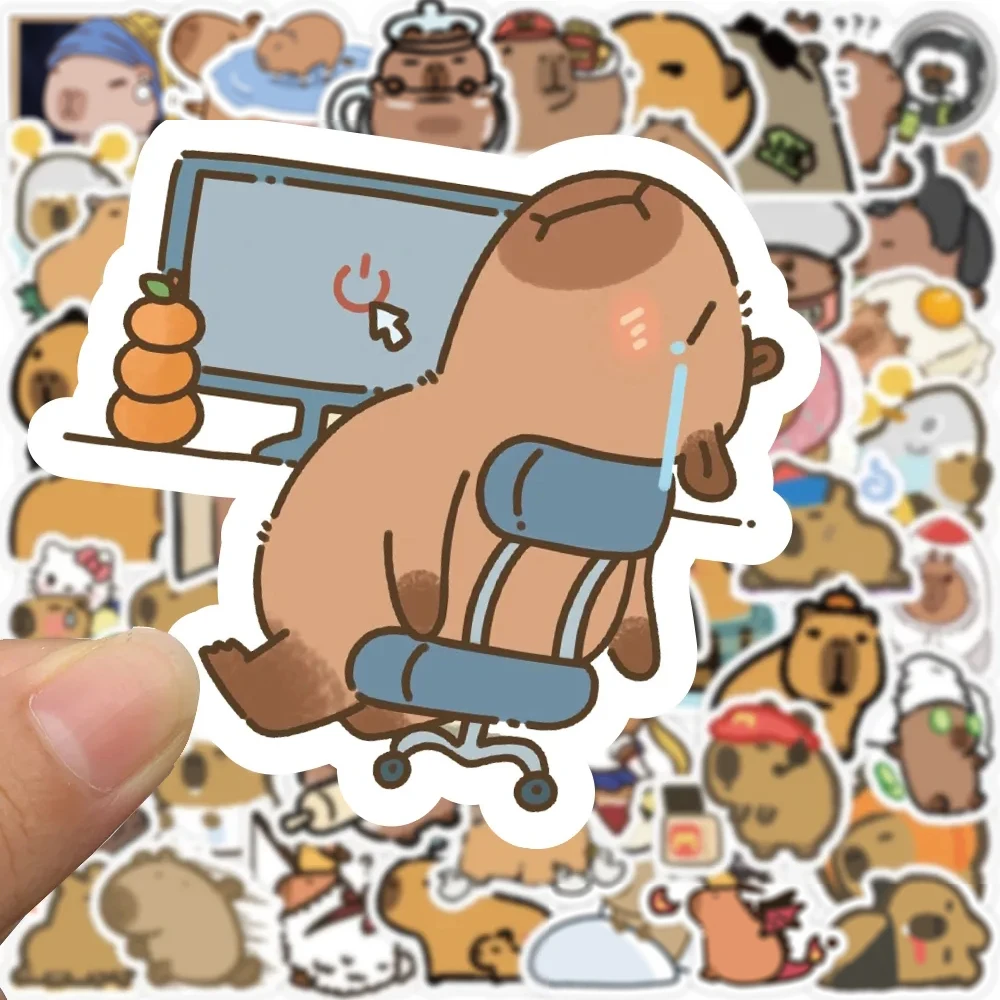 

10/30/50/100pcs Cute Animal Cartoon Capybara Graffiti Sticker Aesthetic Decorative Scrapbook Phone Stationery Supply Kid Sticker