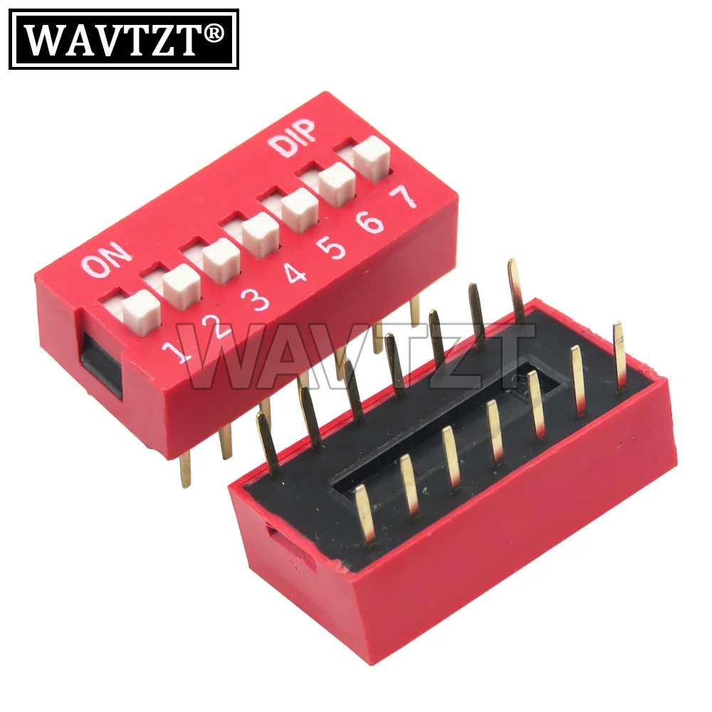 10PCSDIPSlide Type Switch  1 2 3 4 5 6 7 8 9 10 12 Bit 2.54mm Position bidirectional red paddle toggle switch Color quick switch