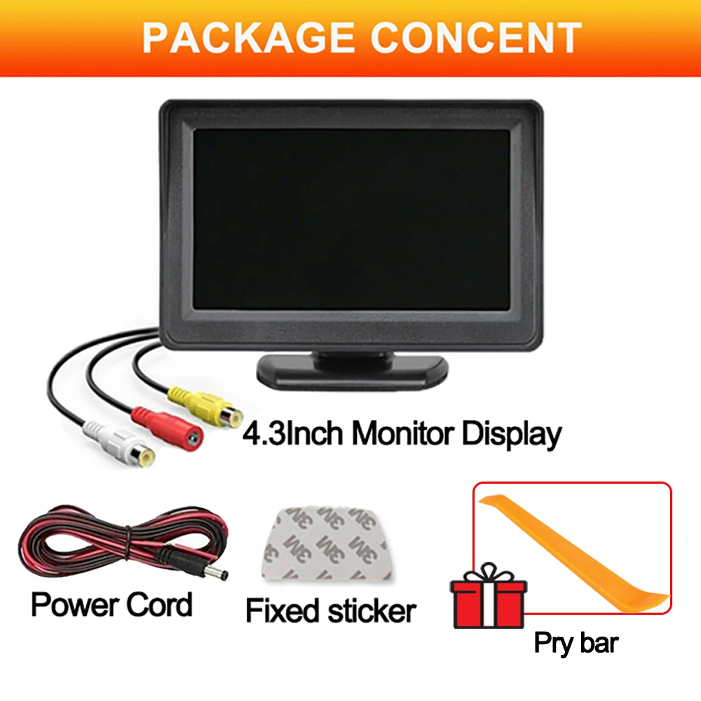4.3Inch Achteruitkijkcamera Monitor Scherm Achteruitrijcamera Voor Parkeersysteem Camera Voor Voertuig Dashcam Back-Upcamera