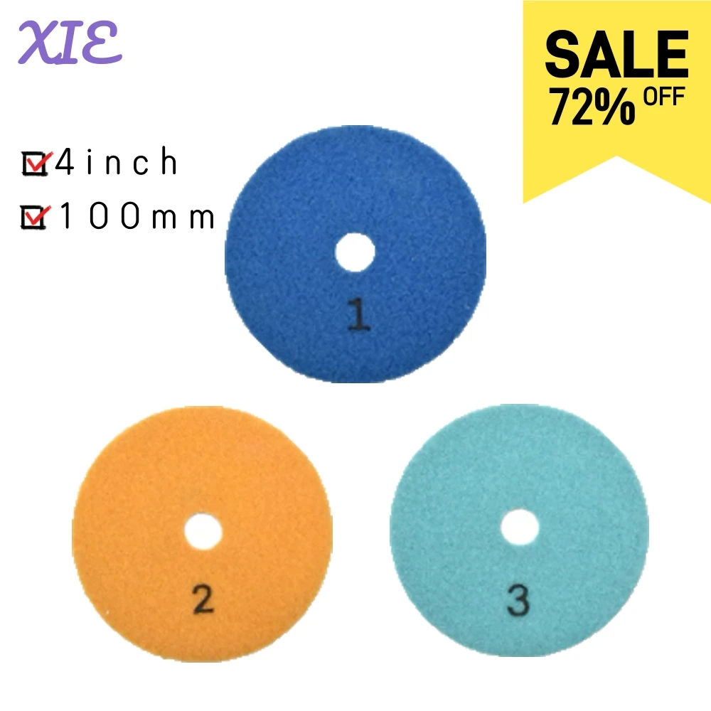 

1PCS 100mm Dry/wet 3 Step Emery Sand Polishing Pads Granite Polishing Tool Home DIY Polishing Tool Replacement Accessories