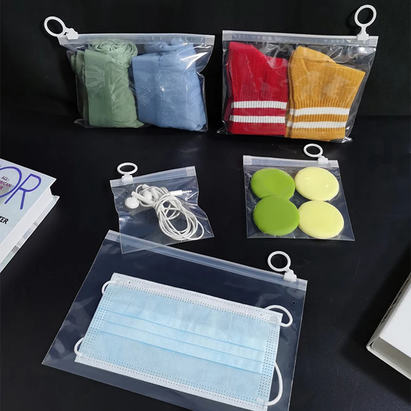 10Pcs Plastic Self Sealing Bags Transparent Pull Tab Ziplock Bag With Breathable Holes Document Cosmetic Underwear Storage Bags