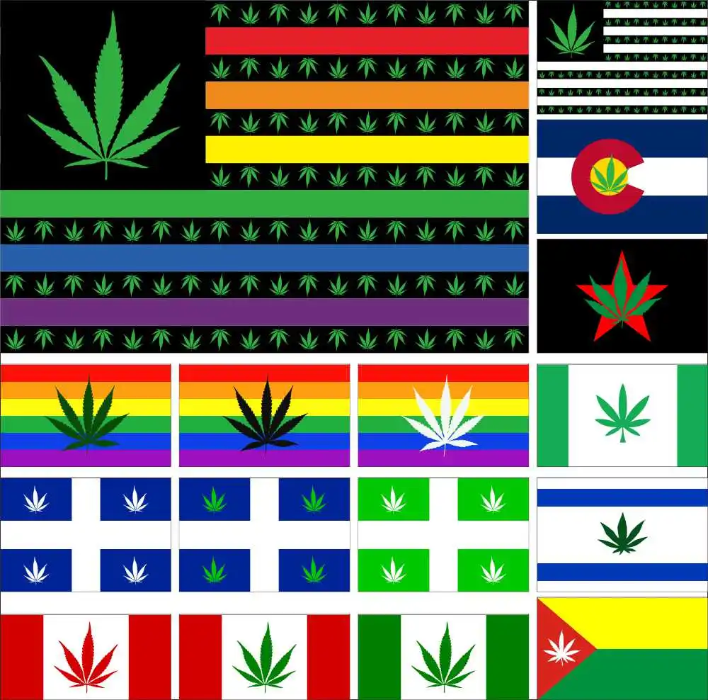 Canada Quebec Weed Flag 90 x 150 cm 3x5ft USA LGBTCannabis Double Sided Printing Banner