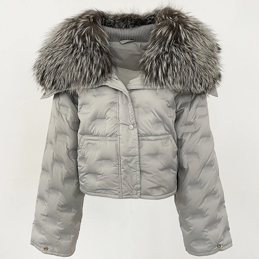 

CXFS утолщенная теплая пушистая куртка-пуховик из натурального лисьего меха женская короткая куртка с длинным рукавом на белом утином пуху женская новая зимняя одежда