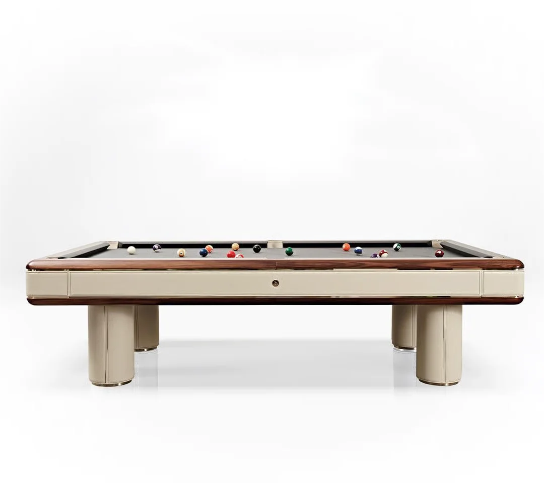 Modern Billiard Table American 8/9 Ball with Cues & Balls Set Solid Wood Pool Table Leather Finish Snooker Villa Recreation Use