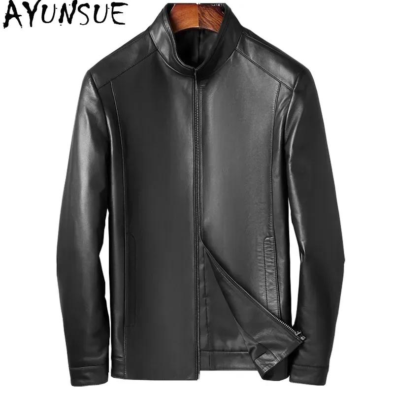 

AYUNSUE Real Sheepskin Leather Jackets Mens Motorcycle Jacket Genuine Leather Coats Casual Streetwear Chaquetas Hombre SQQ299