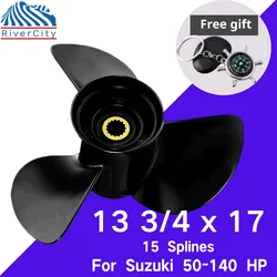 For Suzuki 50 - 90hp 100hp 115hp 140hp Outboard Propeller 13 3/4x17 Boat Motor Aluminum 58100-87L20-019 Marine Engine 15 Spline