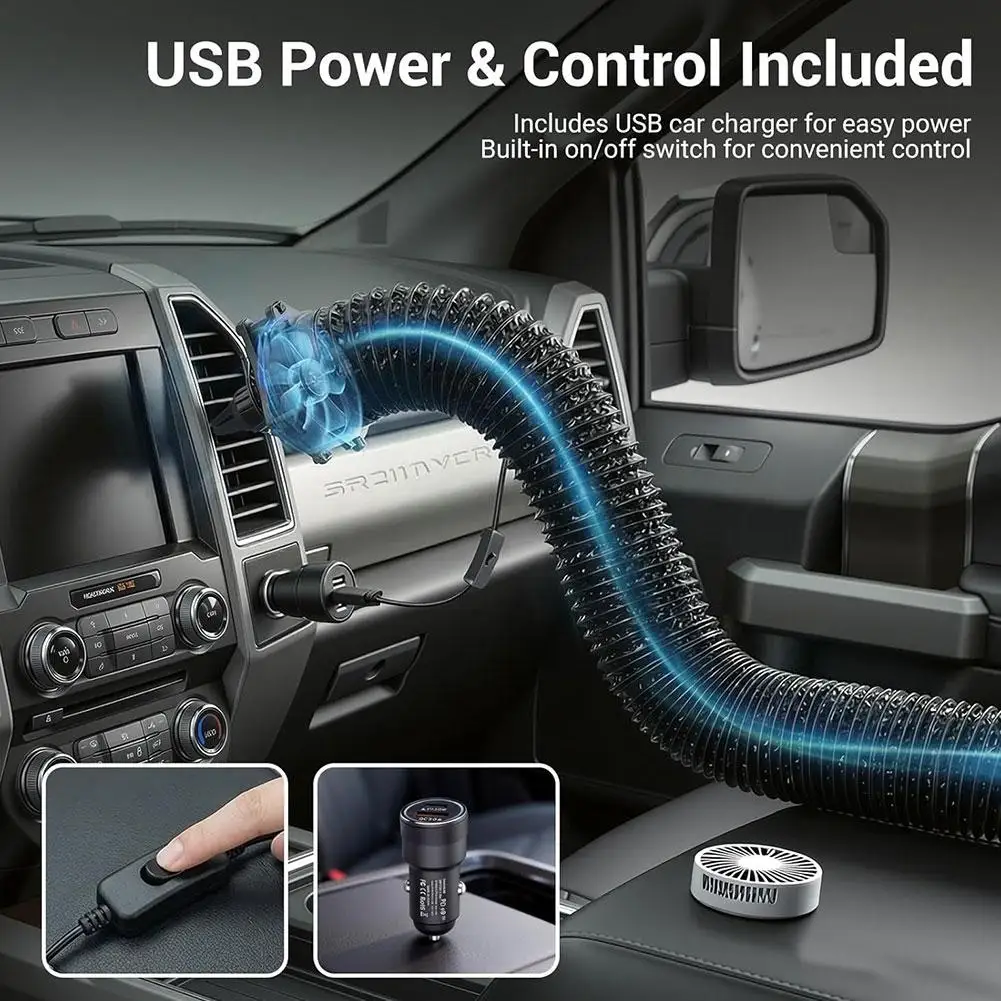 1/3M Length Car Air Conditioner Ventilation Cooler Adjustable Tube Hose Air conditioning extension pipe with fan ventilation