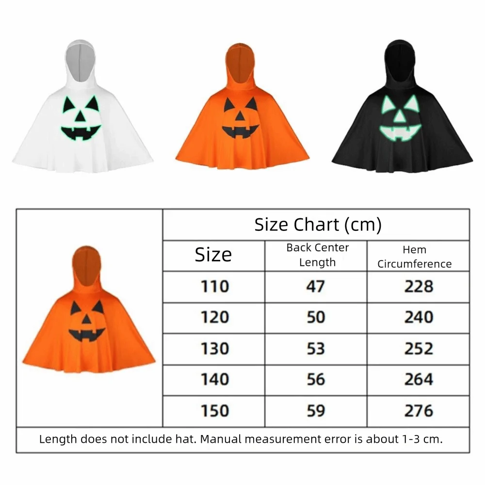 Mantello di zucca nottilucenti di Halloween Divertimento creativo Costume cosplay per bambini Sciolto incandescente Fantasma Mantello con cappuccio Festa in maschera