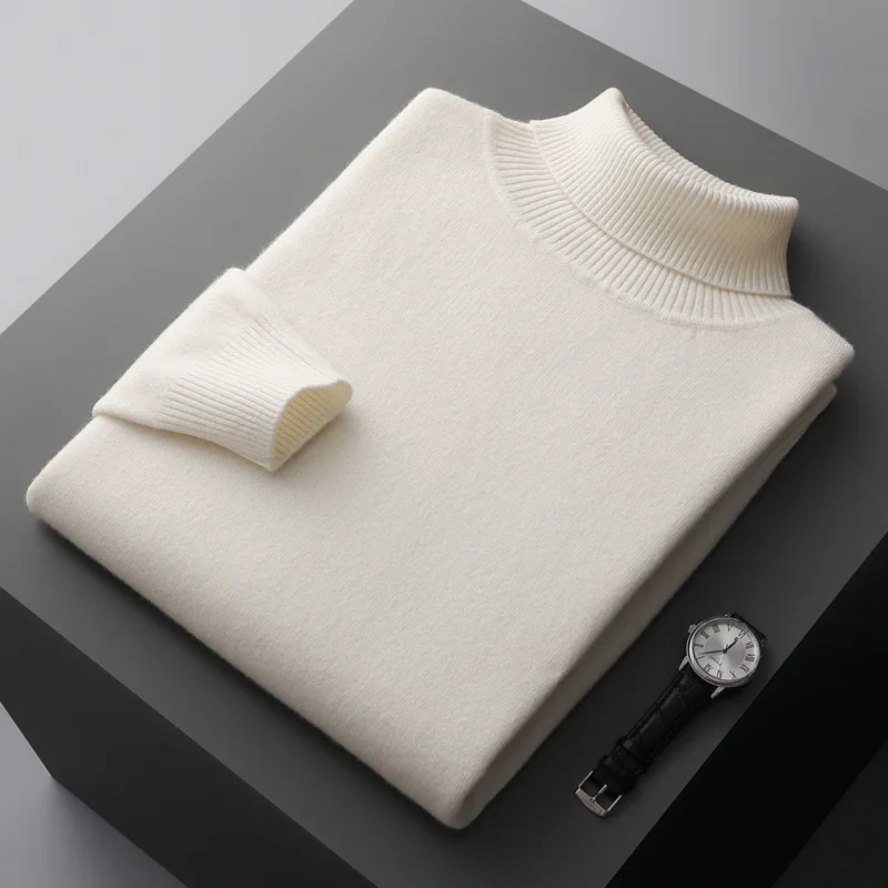 

Autumn and Winter Cashmere Sweater Men's Pullover Half High Collar Soft and Warm Pullover Knitted Sweater Men's Sweater