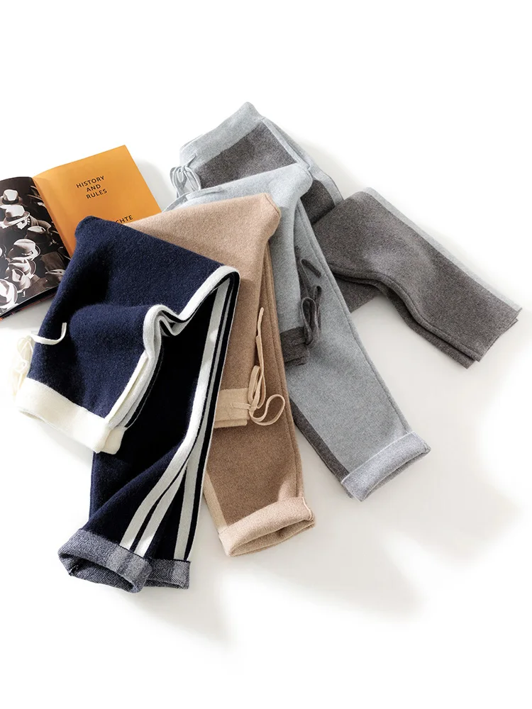 

CHICUU Men's 100% Cashmere Sweater Pants Suit Luxury Hoodie Cardigan Straight Leg Pants Set Autumn Winter Thick Cashmere Knit