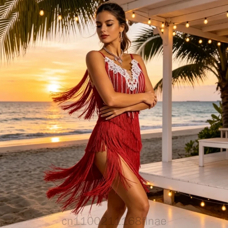 Latin Latin Dance Competition Flower Costume with Diamond Tassel Skirt, Children's New Stage Performance, Cha Cha Art Exam Costume - Aliexpress Deal