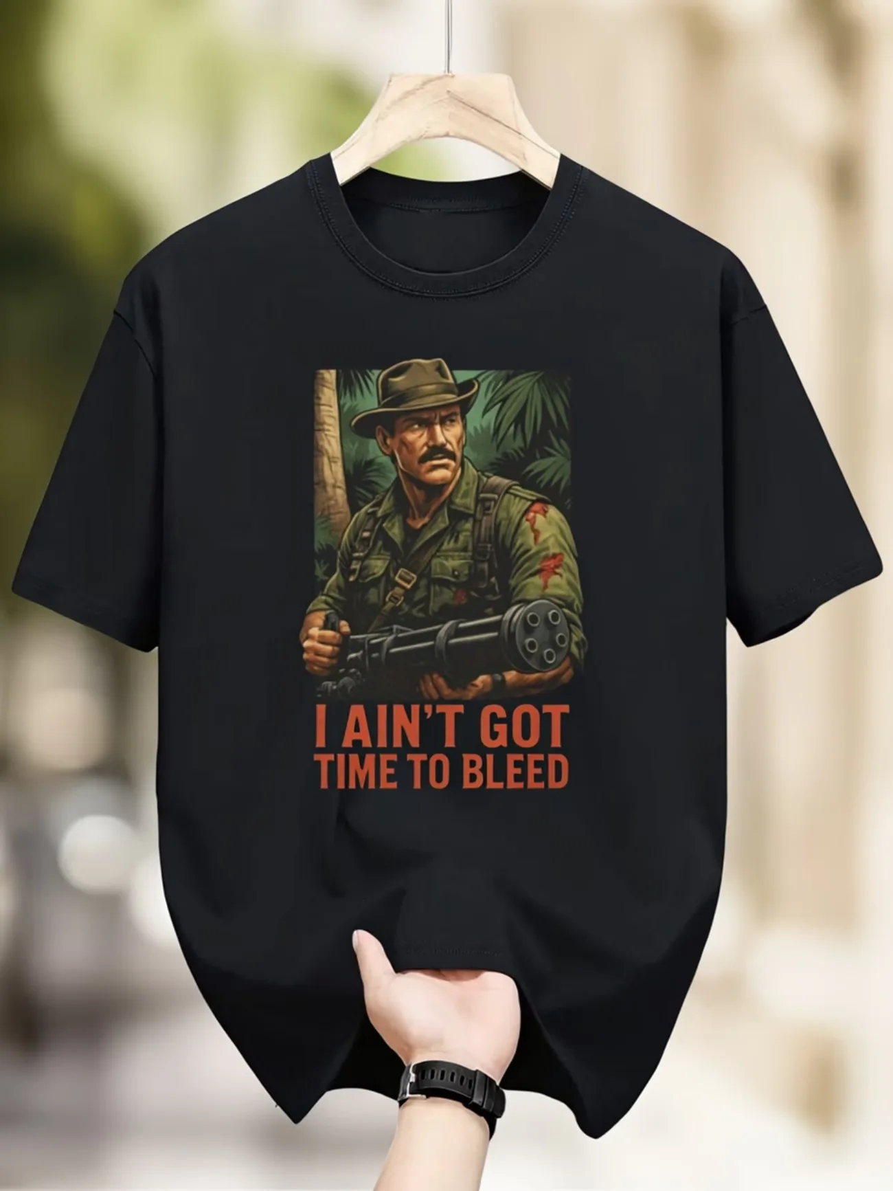 Women Men's Movie Graphic T-Shirt Iconic Jungle Combat I Ain't Got Time To Bleed Print Tee Gym Outdoor Action Movie Fan Apparel