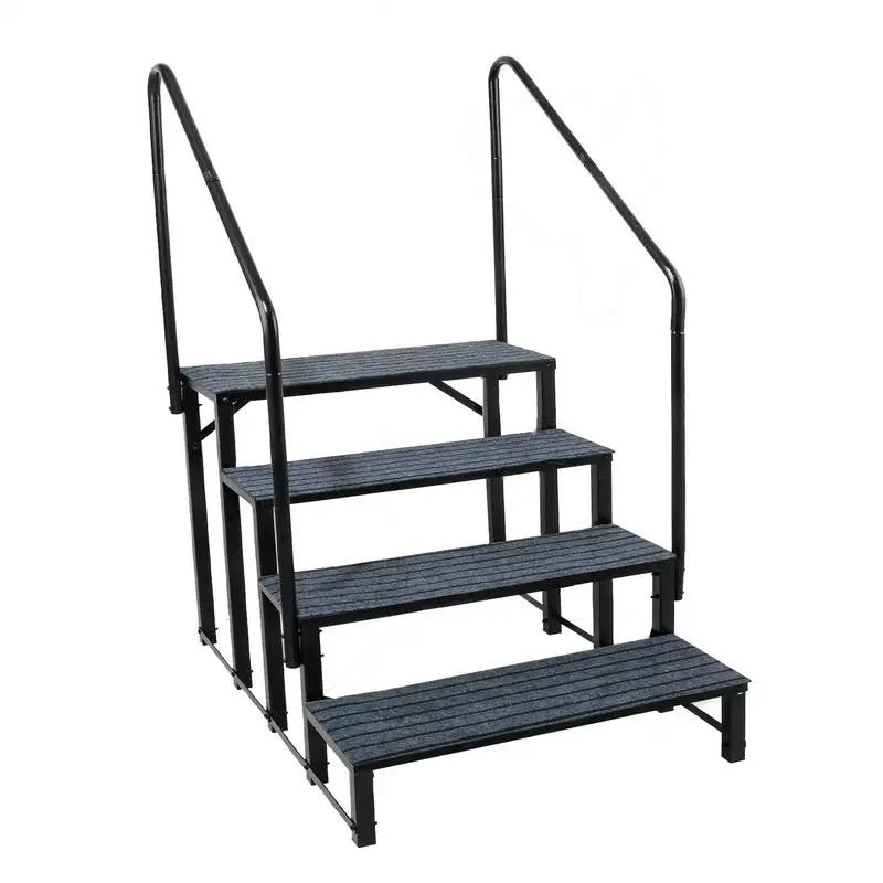 

Mobile Home Steps 4 Steps Outdoor Trailer Steps Heavy Duty 440 Lbs Mobile Home Stairs With 2 Handrails For Caravan Travel
