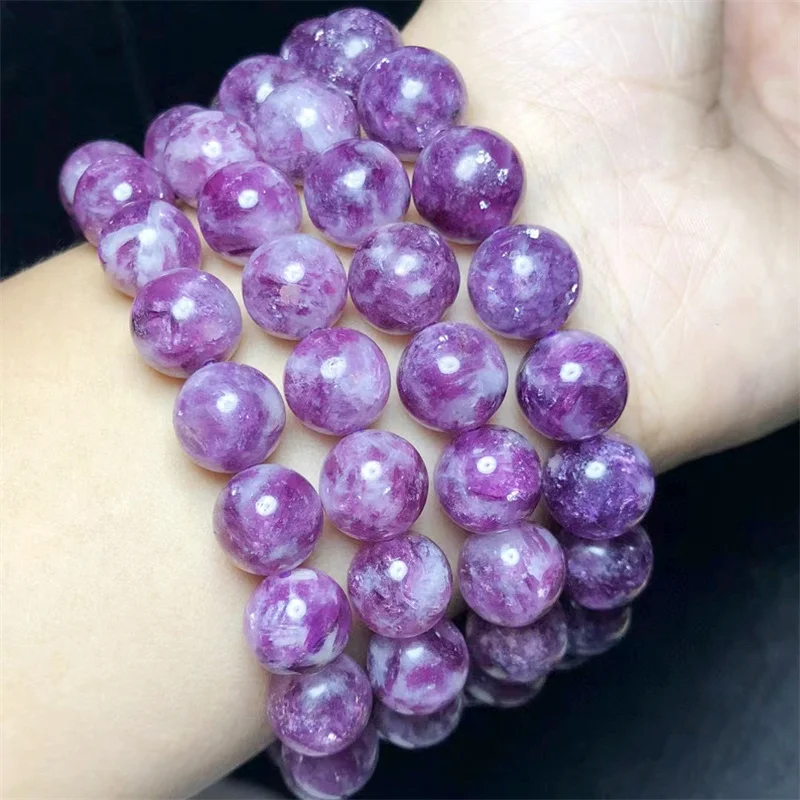 

Natural Pink Purple Mica Bracelet Fashion Women Healing Jewelry Gemstone Reiki Energy Stone Holiday Gift 1pcs 10mm