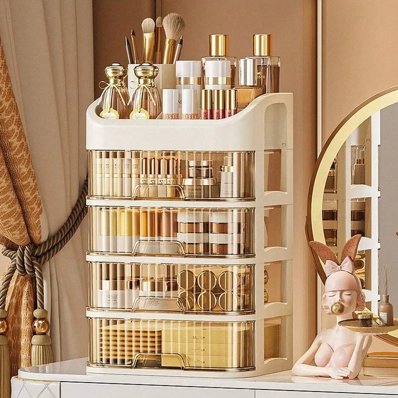 Large Capacity Makeup Organizer Multi Layer Cosmetic Storage Box for Skincare Lipstick Vanity Table Bedroom