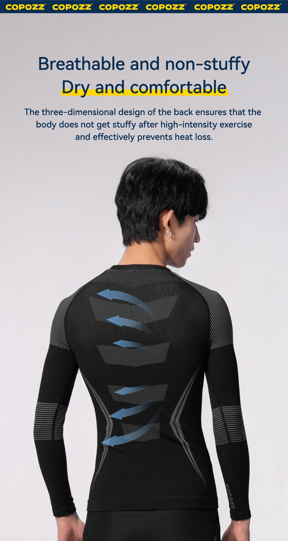 COPOZZ Männer Frauen Ski Thermo-Unterwäsche-Sets, schnell trocknend, funktioneller Kompressions-Trainingsanzug, enge Snowboard-Tops und Hosen für Erwachsene – Detail 6