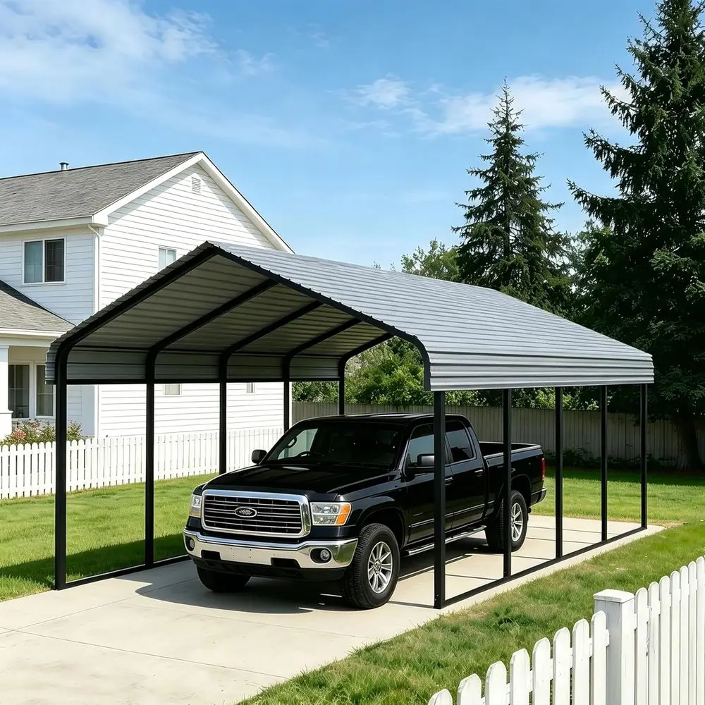 

10x20 t Heavy Duty Metal Carport with Veal Roo Design - Galvanized Steel e Portable Garage or All Weather Protection, Large Tall