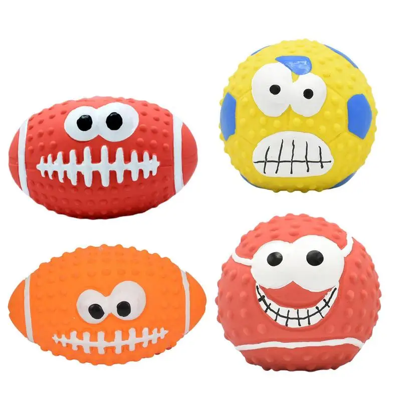 Squeaky Dog Ball Latex Bouncy Fetch Ball For Puppies Interactive Play Teething Chew Toy Fetch Play Ball Toy For Puppy Small Pets