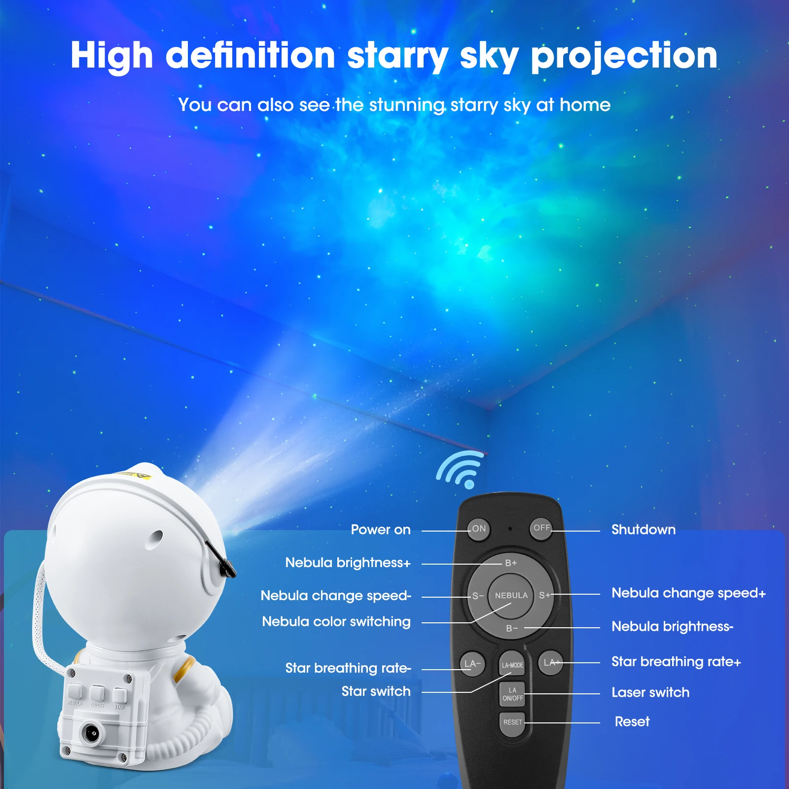 Star Projector Galaxy Night Light Astronaut Space Projector Starry Nebula Ceiling LED Lamp for Bedroom Home Decorative kids gift