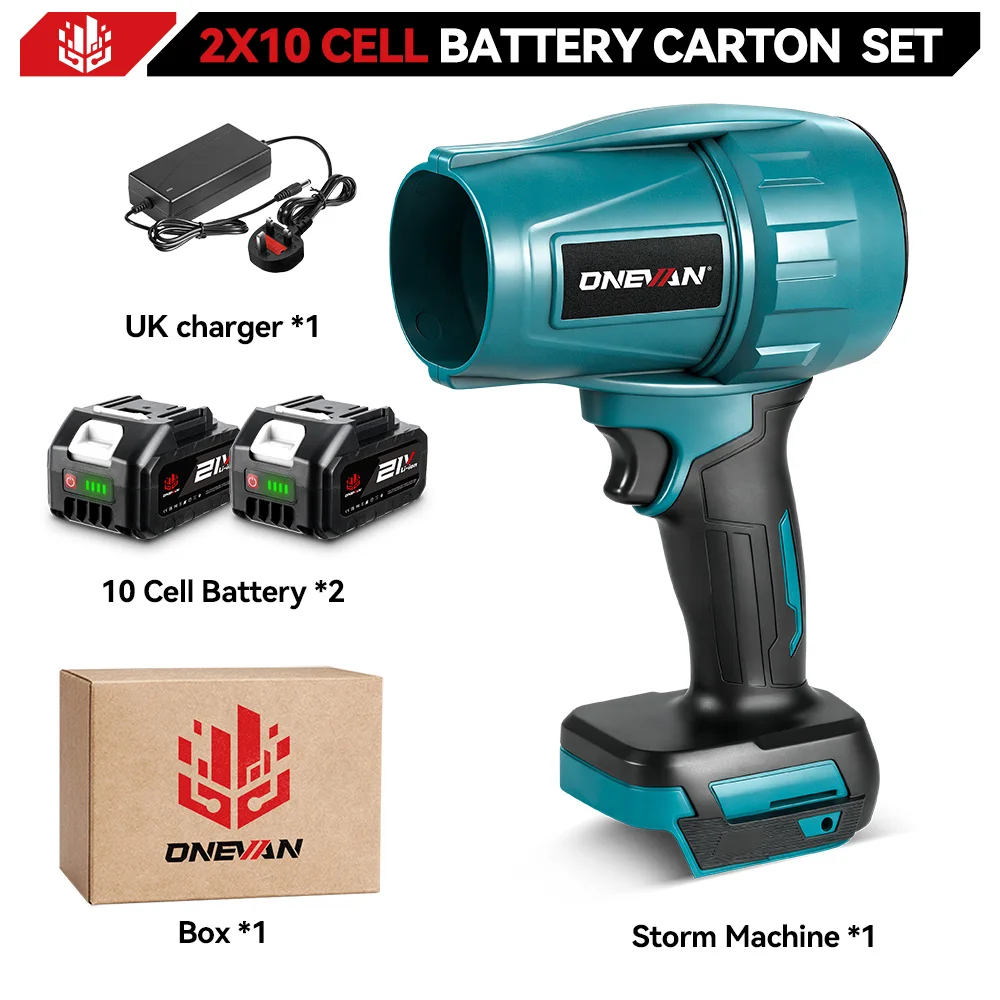 ONEVAN 3500W 350M/S Borstelloze Elektrische Turbofan Draadloze Bladblazer Sneeuw- en Stofblazer Krachtig Gereedschap voor Makita Accu