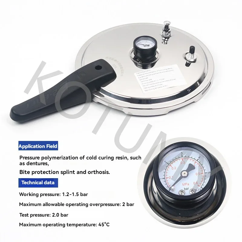 NF NEW Dental Lab Denture Curing Pressure Pot Sterilizing Pneumatic Polymerizing Pot with Pressure Gauge
