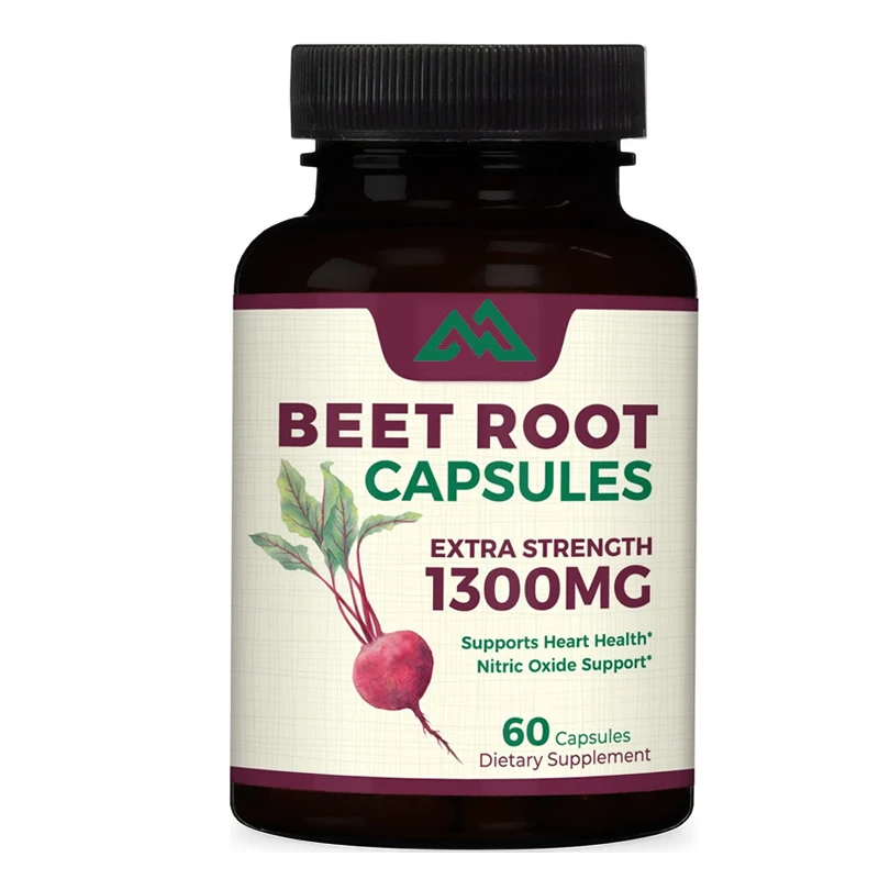 

BetRoot extract 60 capsules supplement 1300 milligrams extra strength to support blood circulation and heart health