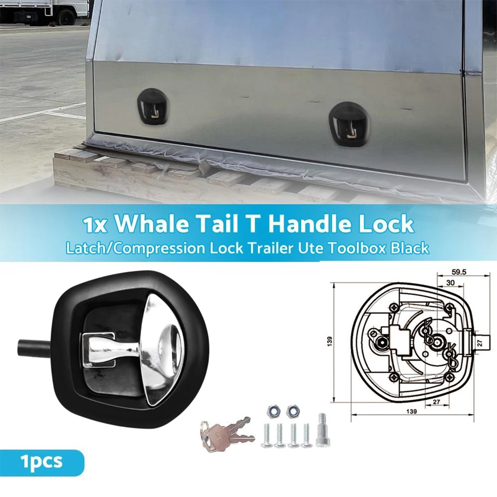 Metal Ergonomic Handle Whale Tail Lock Recessed Folding T-style Lock Off-road Trailer Mechanical Door Lock