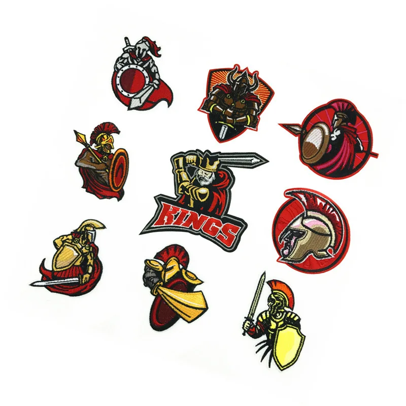 9Pcs Sparta Helmet Embroidery Patch Gladiator Spartan Roman Soldier Game Characters Badge Iron on Patches Sew Clothes Applique