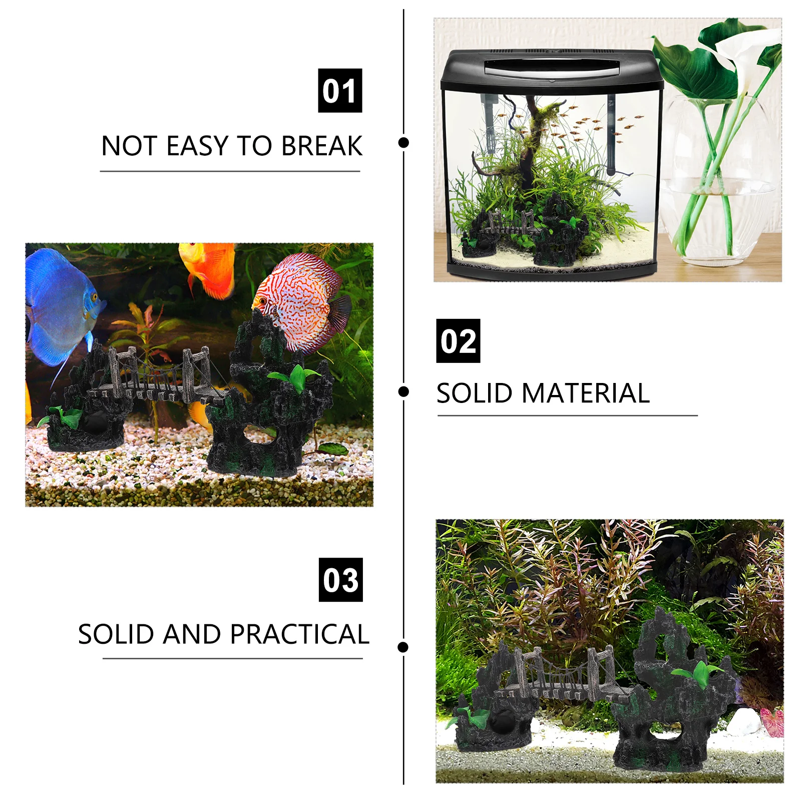 

Resin Suspension Bridge Aquarium Decoration Creative Fish Tank Ornament Rockery Landscaping Statue Safe Non-Toxic