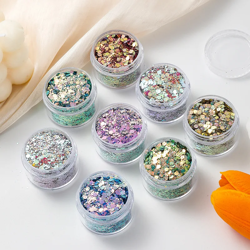 4 جرام ثلاثية الأبعاد عين القط مقياس السمك المجسم مكتنزة بريق مزيج أحجام البوليستر DIY بها بنفسك الحرف الزخرفية الراتنج رسومات أظافر الشعر لتقوم بها بنفسك