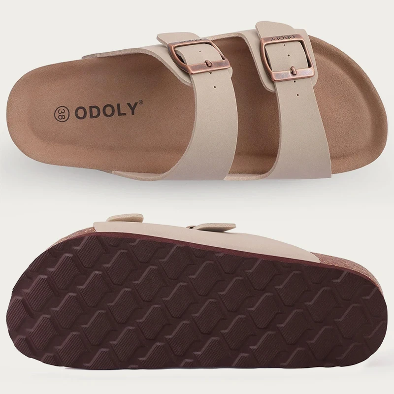 Evshine Kuh Wildleder Kork Hausschuhe Frauen Mode Clogs Pantoletten Fußbett Kork Pantoletten Männer Baotou Hausschuhe Sommer Kork Sandalen Bequeme Pantoletten – Detail 31