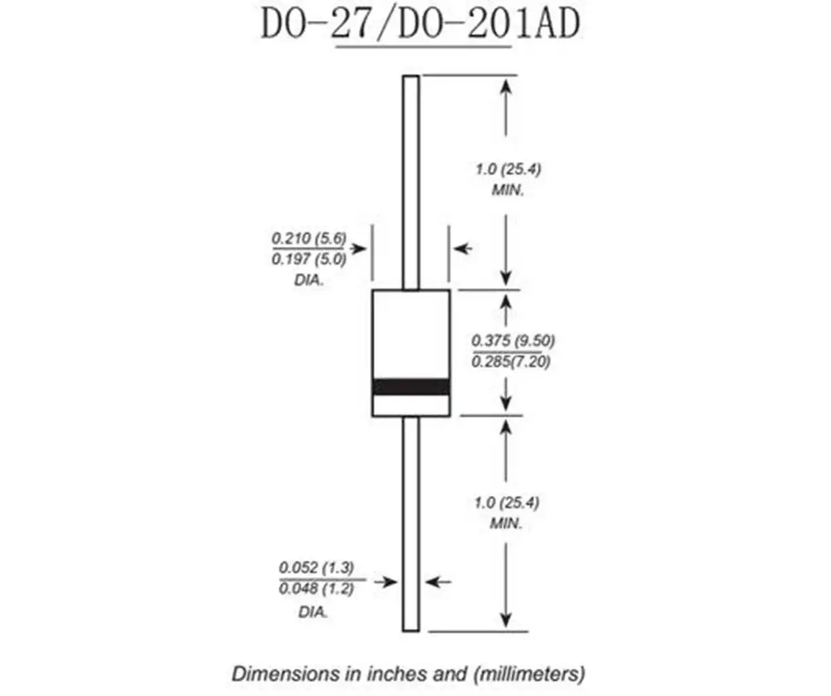 5pcs SR3100 3A 100V DO-27 DO-201AD Schottky Diode